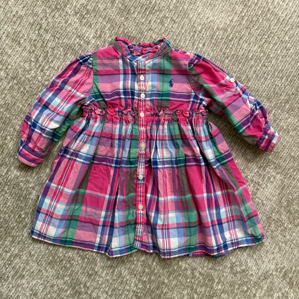 Ralph Lauren Baby Madras Plaid Long Sleeve Dress – Size 12M Timeless Old Money